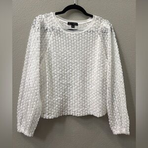 INC International Concepts White Textured Blouse